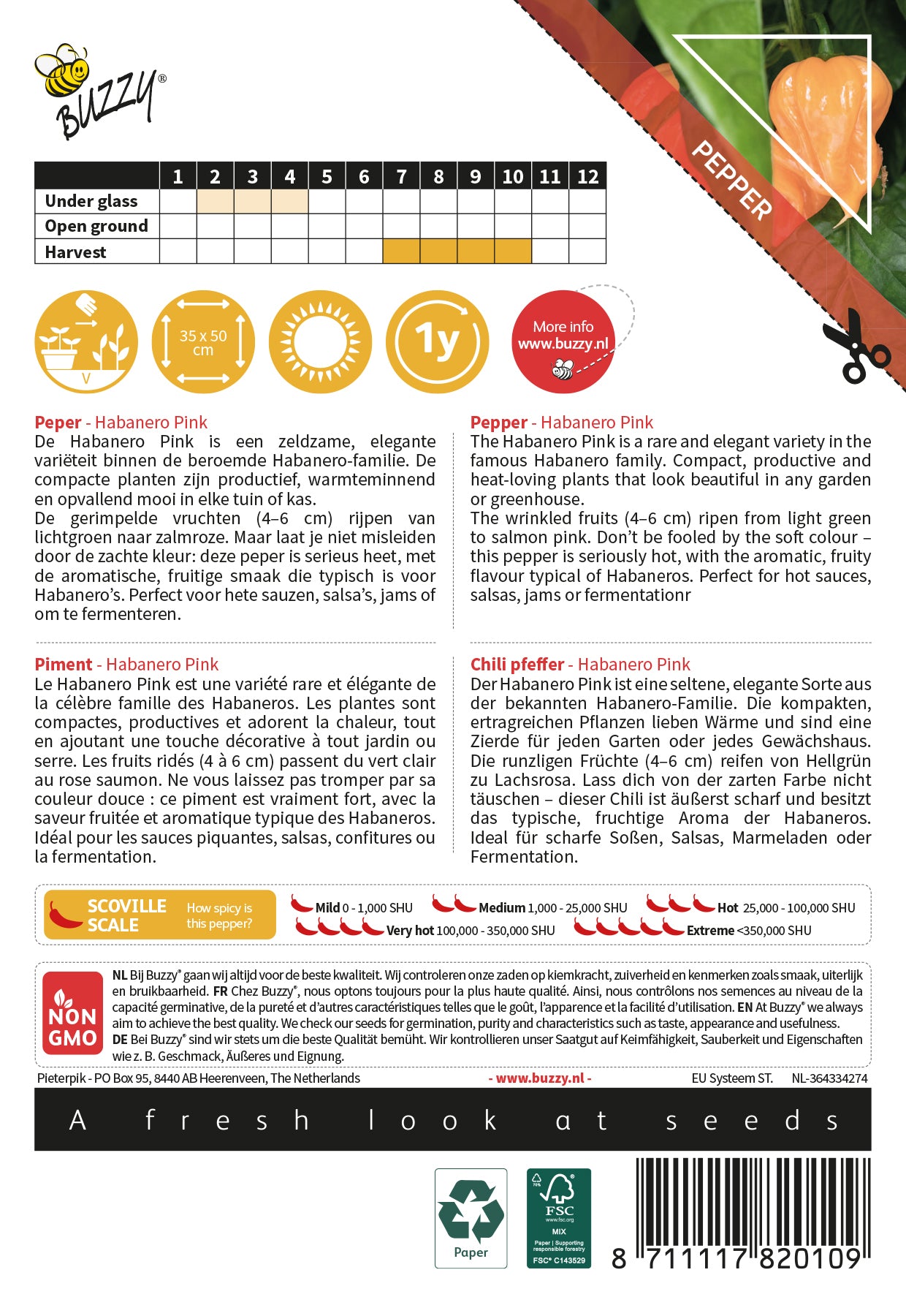 Buzzy® Culinary Peppers Habanero Pink